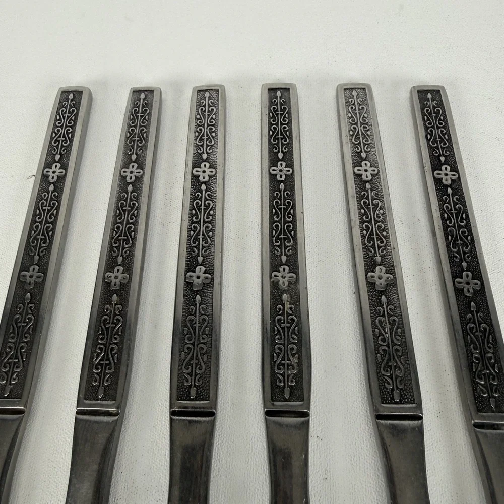 Nasco Kashmir Vintage Lot Of 6‎ Stainless Butter Knives Korea